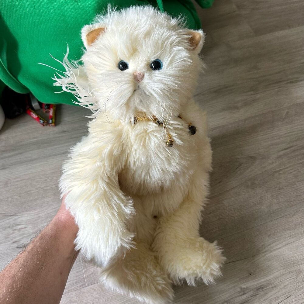 Ganz Cottage Collectibles Fluffy White Angel Cat Plush Blue Eyes Mary Holstad